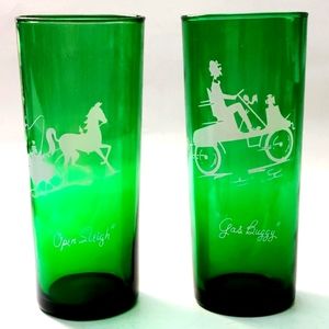 Vintage Anchor Hocking Gay Nineties highball glass, a pair